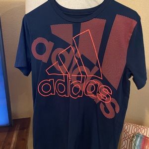 Adidas Tee: Navy w/red; Boys Large